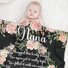 Custom Kids Name Floral Blanket - Gifts for Nana on Mother's Day - joliny