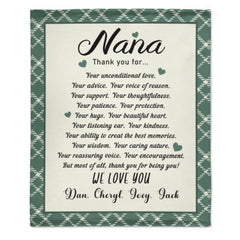 Custom kids name Grandma Soft Blanket - Gift for Grandma Nana Mom Birthday Mother's day - joliny