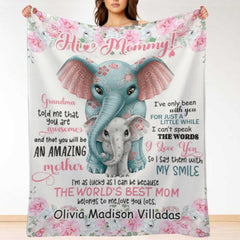 Cute Elephant Custom Blanket-Gift for Mom - joliny