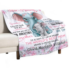 Cute Elephant Custom Blanket-Gift for Mom - joliny