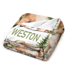 Free shipping✈️Personalized Baby Blankets With Name, Woodland Animal Photo Blanket