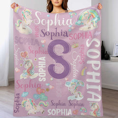 Free Shipping✈️Personalized Unicorn Blanket for Girls Name Blankets