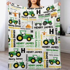 Free Shipping✈️Boys Girls Kids Customized Construction Name Blanket