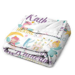 Free Shipping✈️Personalized Princess Throw Custom Name Blanket for Kids