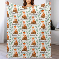 Free Shipping✈️Personalized Name Fox Baby Blanket