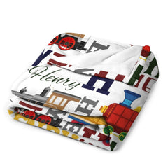 Free Shipping✈️Personalized Train Themed Name Baby blanket