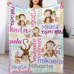 Free Shipping✈️Personalized Rainbow Monkey Baby Blanket