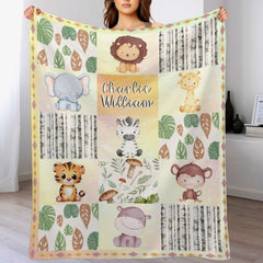 Free Shipping✈️Personalized Custom Baby Name Blanket-Woodland Animals Theme