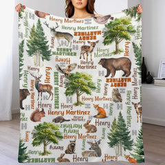 Free Shipping✈️Personalized Woodland Forest Baby Name Blanket