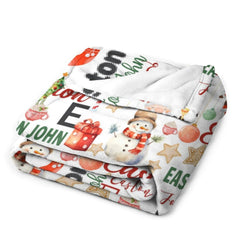 Personalized Christmas Baby Name Pattern Blanket