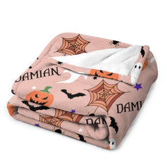 Free Shipping✈️Personalized Custom Name Blanket-Halloween Pumpkin ghost