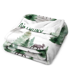 Free Shipping✈️Baby Swaddle Blanket -Custom Baby Name Shower Gift -Personalized Baby Boy Blanket with deer -Woodland Style