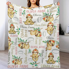 Free Shipping✈️Animal Sloth Personalized Name Baby Blanket