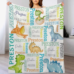 Free Shipping✈️Personalized Baby Name blanket-Baby Dinosaur