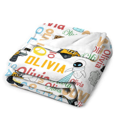 Free shipping✈️Personalized Watercolor Blanket With Name, Galaxy Robot Lovers Baby Kids Birthday Gift