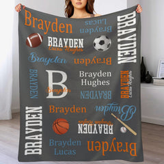 Free Shipping✈️Personalized Allstar Sports Theme Baby Name Blanket