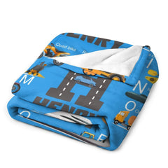 Free Shipping✈️Personalized Engineering Vehicle Kids Blanket with Initials