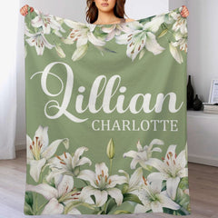 Free Shipping✈️White Lily Floral Personalized Baby Blanket