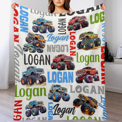 Free Shipping✈️Monster Trucks Personalized Name Baby Blanket