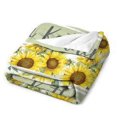 Livraison gratuite✈️Couverture pour bébé avec nom personnalisé à motif floral tournesol