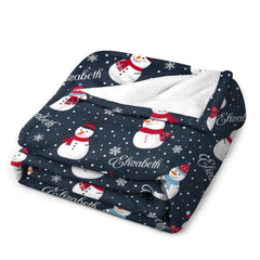 Free Shipping✈️Personalize Christmas Snowman Name Blanket