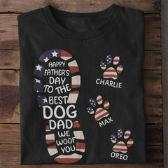 Bonne fête des pères au meilleur chien papa Paw Print - Cadeau pour papa, T-shirt unisexe personnalisé