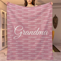 Gift For Grandma Grandpa Grandparents With Grandkids Names Personalized Fleece Blanket - joliny