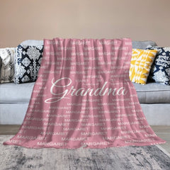 Gift For Grandma Grandpa Grandparents With Grandkids Names Personalized Fleece Blanket - joliny