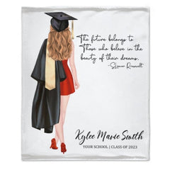 Graduation Personalized Custom Name Girl Blanket Class of 2023 - Graduation Memorial Gift - joliny