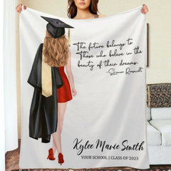 Graduation Personalized Custom Name Girl Blanket Class of 2023 - Graduation Memorial Gift - joliny