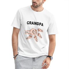 Grandpa Papa & Kids Fist Bump - Gift For Dad, Grandpa - Personalized Unisex T-shirt - joliny