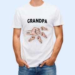 Grandpa Papa & Kids Fist Bump - Gift For Dad, Grandpa - Personalized Unisex T-shirt - joliny