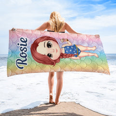 Happiness Comes In Waves - Personalized Custom Beach Towel - Gift For Family, Gift For Kids - joliny