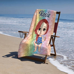 Happiness Comes In Waves - Personalized Custom Beach Towel - Gift For Family, Gift For Kids - joliny