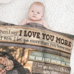 I Love You More Than Anything - Upload Image, Gift For Couples - Personalized Blanket - joliny