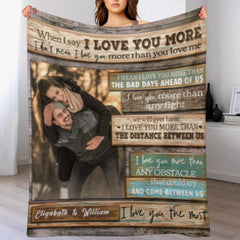 I Love You More Than Anything - Upload Image, Gift For Couples - Personalized Blanket - joliny