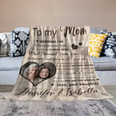 I Love You With All My Heart - Upload Image, Gift For Mom, Personalized Blanket - joliny