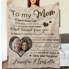 I Love You With All My Heart - Upload Image, Gift For Mom, Personalized Blanket - joliny