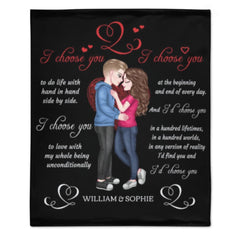 I’d Choose You In A Hundred Lifetimes - Couple Personalized Custom Blanket - Gift For Husband Wife, Anniversary - joliny