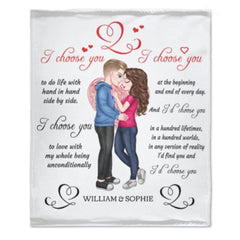 I’d Choose You In A Hundred Lifetimes - Couple Personalized Custom Blanket - Gift For Husband Wife, Anniversary - joliny