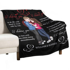 I’d Choose You In A Hundred Lifetimes - Couple Personalized Custom Blanket - Gift For Husband Wife, Anniversary - joliny