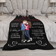 I’d Choose You In A Hundred Lifetimes - Couple Personalized Custom Blanket - Gift For Husband Wife, Anniversary - joliny