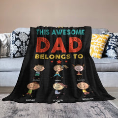 Life Is Better With My Kids - Gift For Dads - Personalized Blanket - joliny