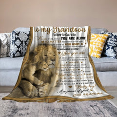 Lion Custom Name Blanket - Gift for Grandson - joliny