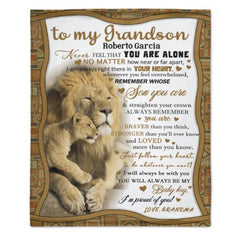 Lion Custom Name Blanket - Gift for Grandson - joliny