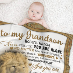 Lion Custom Name Blanket - Gift for Grandson - joliny