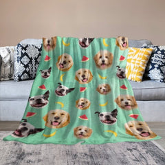 Lovely Pets And Fruit Icons - Personalized Custom Blanket - Upload Image, Gift For Pet Lovers, Christmas Gift - joliny