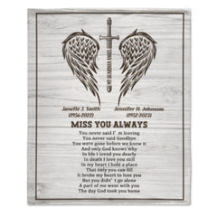 Missing You Always - Memorial Personalized Custom Blanket-Sympathy Gift For Family Members - joliny