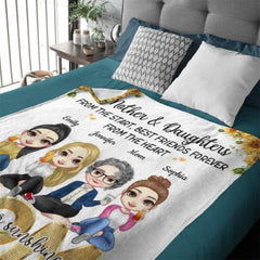 Mom, You're My Sunshine - Family Personalized Custom Blanket - Mother's Day, Birthday Gift For Mom - joliny