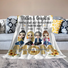 Mom, You're My Sunshine - Family Personalized Custom Blanket - Mother's Day, Birthday Gift For Mom - joliny